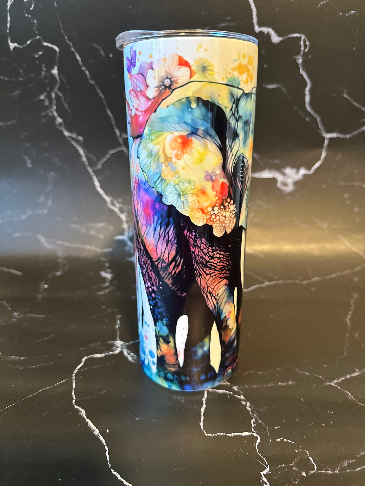 Watercolor elephant insulated tumbler