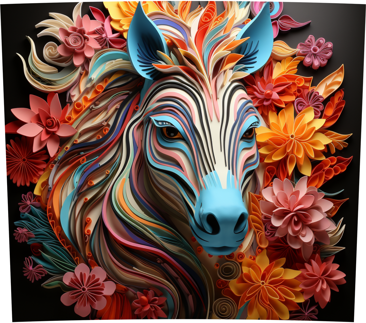 Zebra tumbler with flowers 20oz insulated tumbler