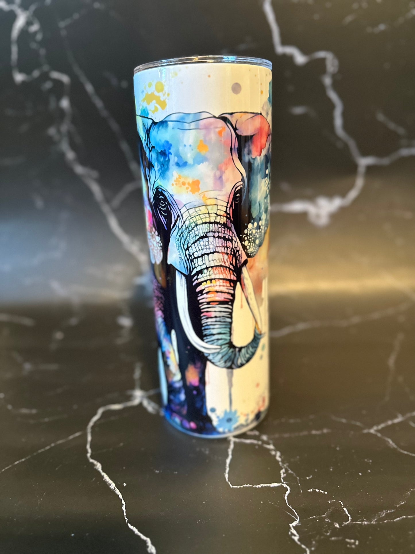 Watercolor elephant insulated tumbler