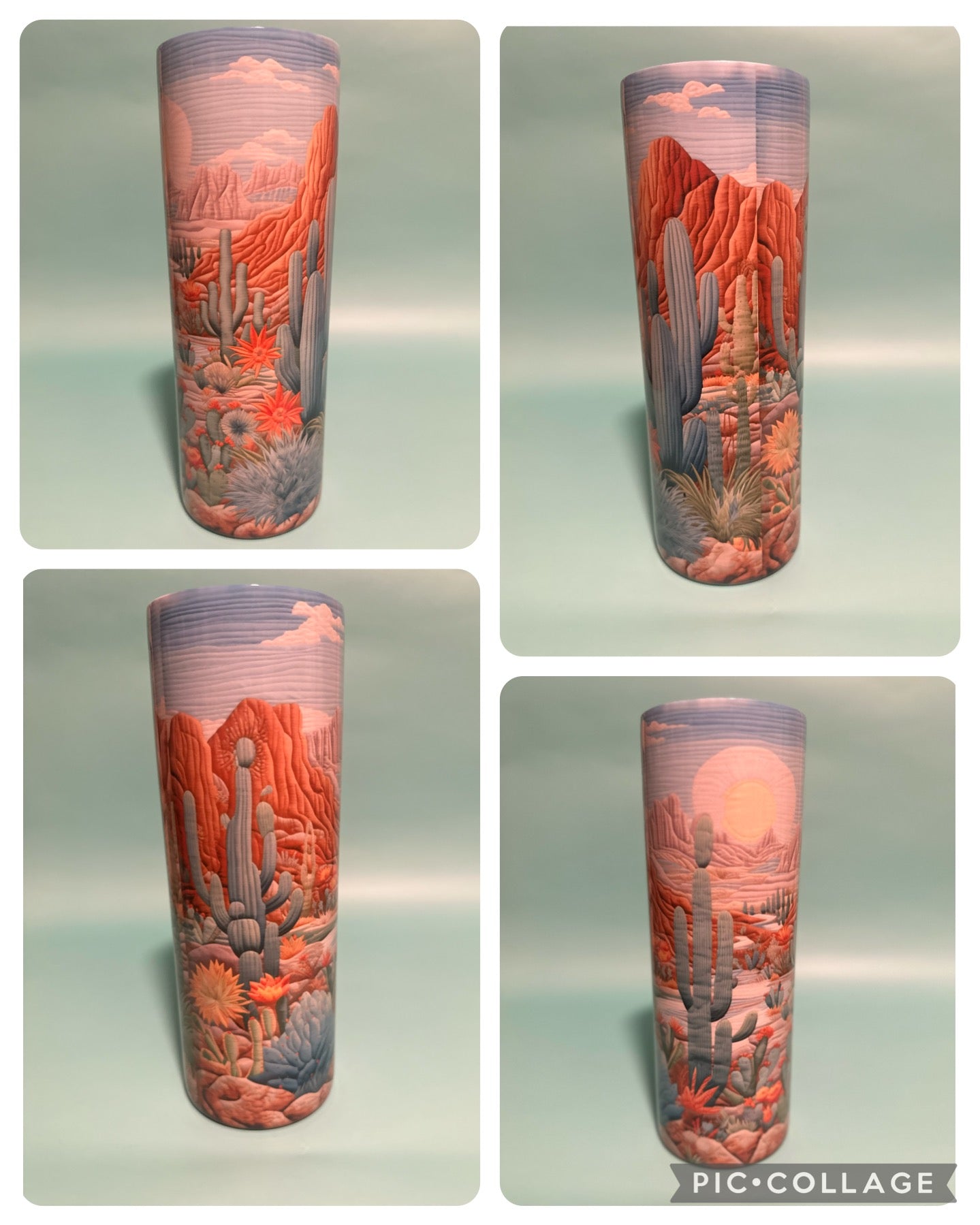South Western cactus boho tumbler. 20oz insulated tumbler