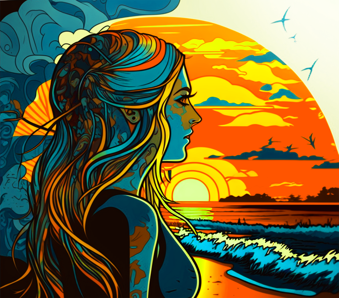 Boho hippie sunrise girl tumbler