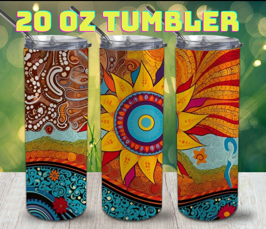 Boho African, ethnic sun tumbler