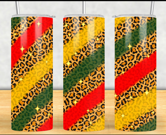 African ethnic tumbler with leopard/cheetah print