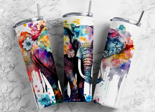 Watercolor elephant insulated tumbler