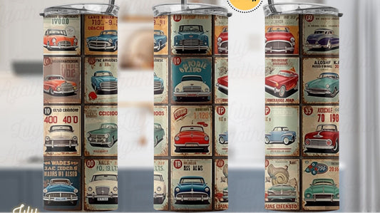 Retro vintage car tumbler or water bottle