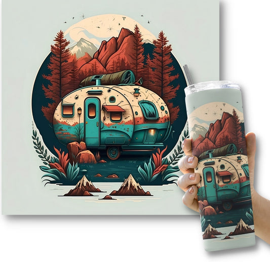 Retro vintage camper tumbler